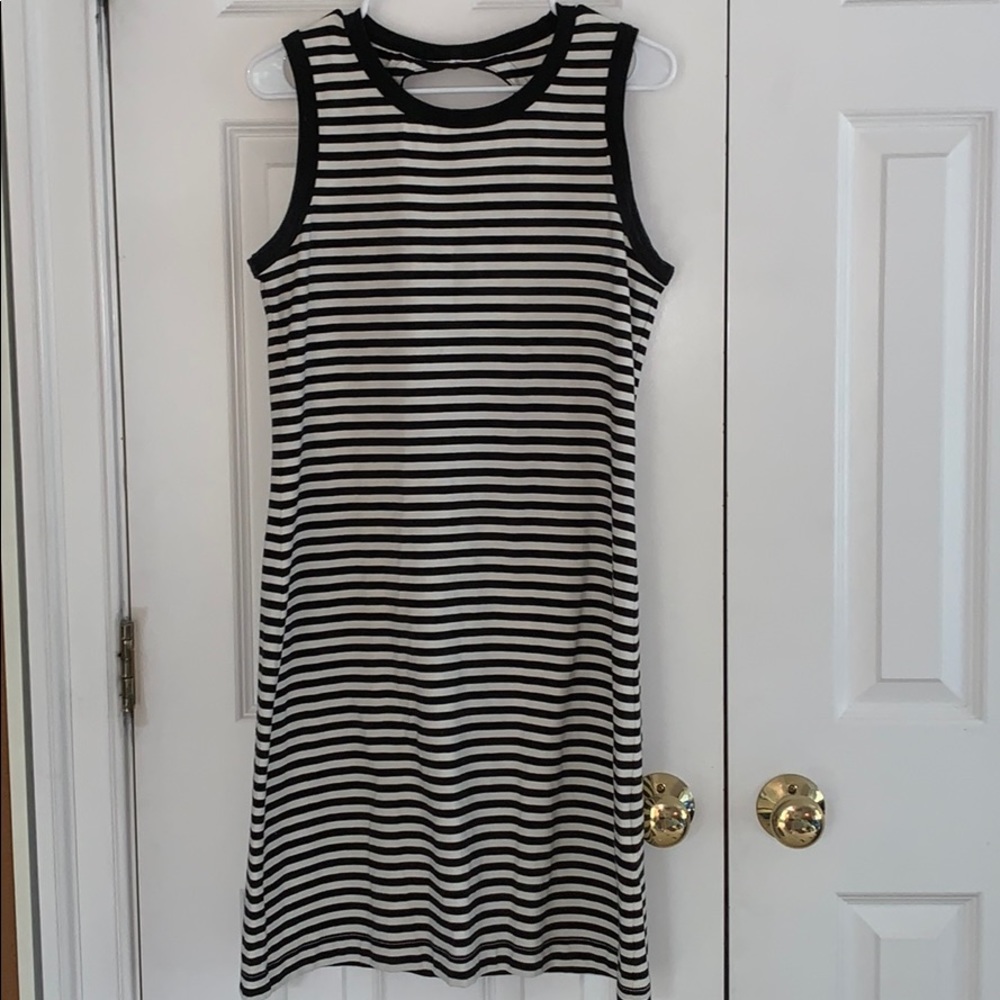 White and black stripped dress
